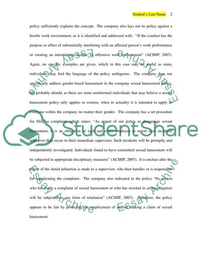 Policies on Sexual Aggression