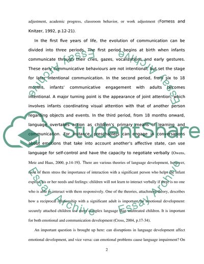 The Link between Communication Skills and the Development of Problems in Children