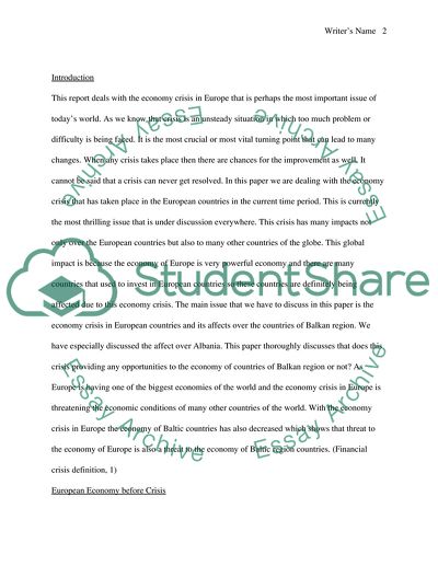 Does the Crisis in Europe Create Opportunities for Albania