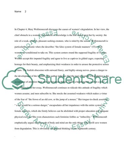 Wollstonecrafts Perception of Womens Degradation