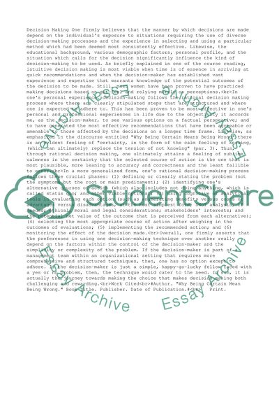 Rational Decision Making Process