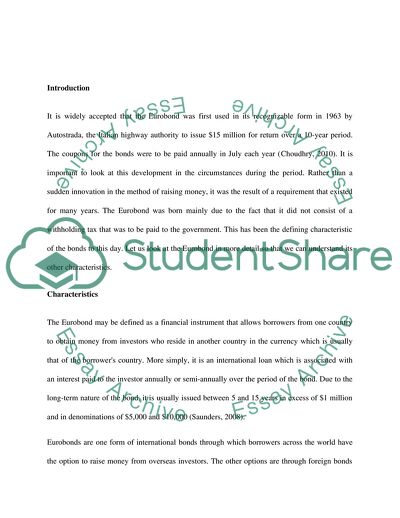 The Eurobond as a Financial Instrument