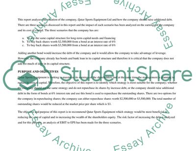 Analysis of Qatar Sports Equipment That Is Evaluating Its Capital Structure