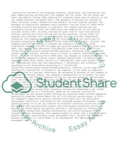 Analytic Report of Hunting PLC