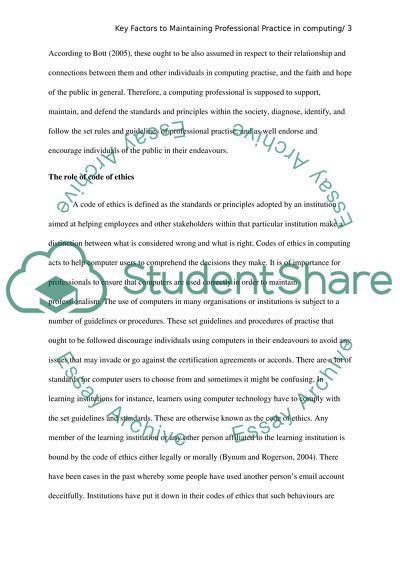 Key Factors to Maintaining Professional Practices in Computing