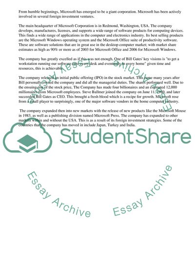 Microsoft - Government Regulations Pertaining Overseas Investments, Positive and Negative Aspects of Investment