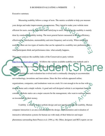 The Usability Index of the Conservatives Party Website