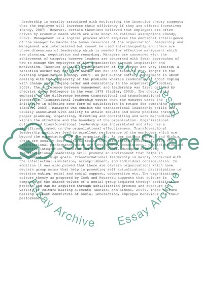 Leadership, Management and Organizational Performance