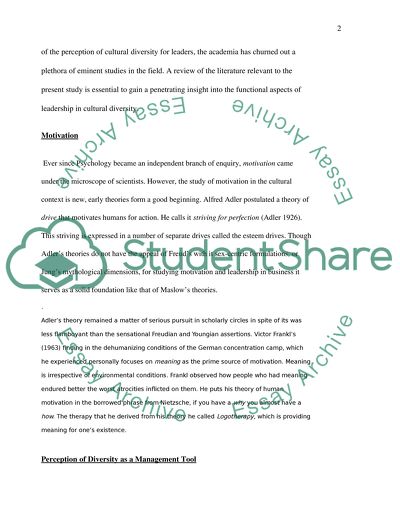 Perception of Cultural Diversity and Leadership in Global Business Environment