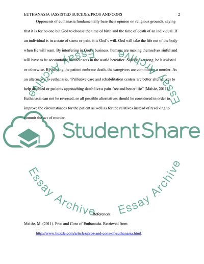 Acceptability Of The Euthanasia In The Modern Society