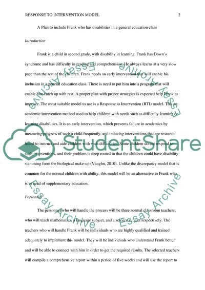 Frank with Disabilities in a General Education Class