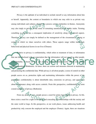 Ethics paper on Privacy and Confidentiality