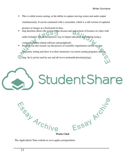 Screen Capture: Quick time and Jing