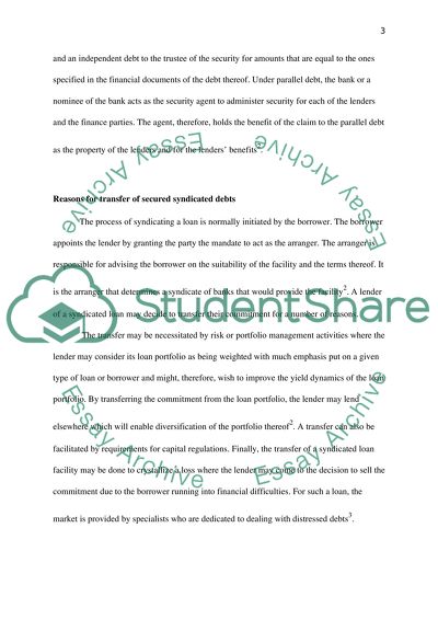 Transfer of Secured Syndicated Dept