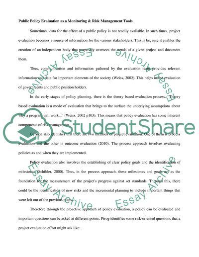 The Main Purpose of Policy Evaluation