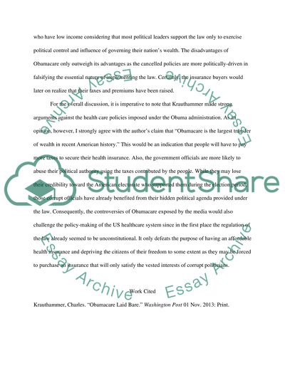 Obamacare Laid Bare - Charles Krauthammer