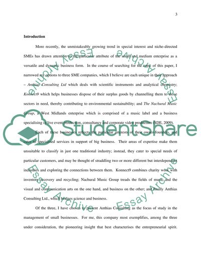 Managing Small Business example Anthias Consulting Ltd, The Natural Music Group and the Konnect9