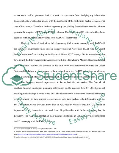 The implementation of FATCA in lebanon