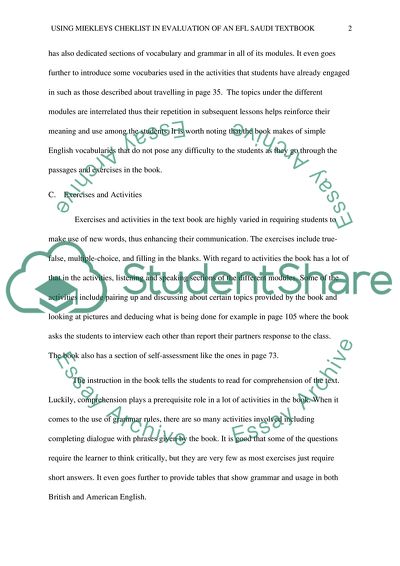 Using Miekleys checklist in evaluation