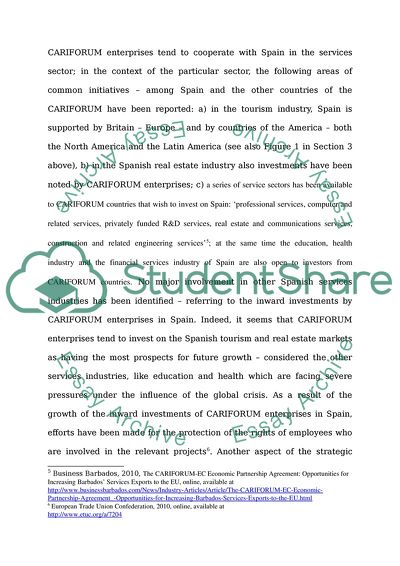 Track Record of Inward Investments by Cariforum Enterprises in Spain