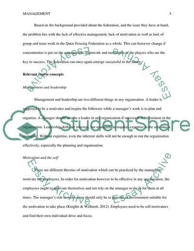 Qatar Fencing Federation Organizational Behavior and Management