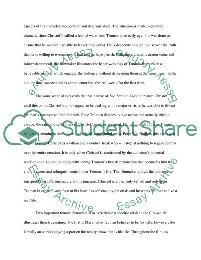 The truman show: How does the film maker use crisis/crises to reveal a characters true nature