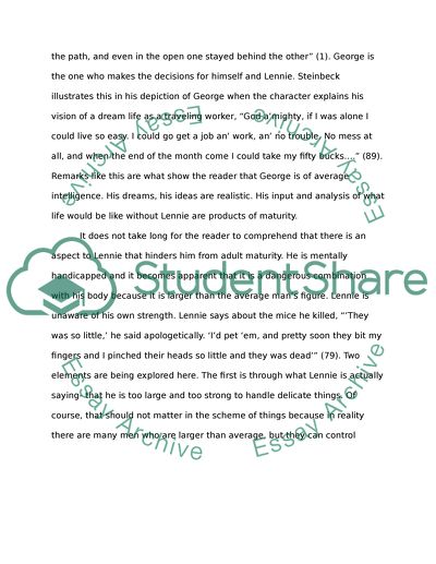 Analysis of Lennie and Georges Relationship in Of Mice and Men