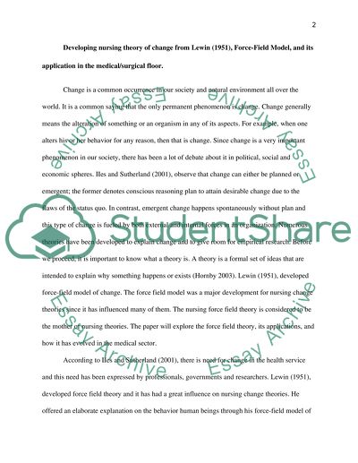 Developing a Nursing Theory of Change from Lewin