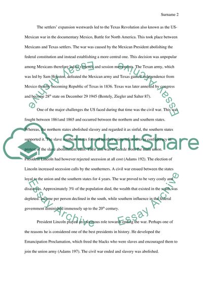 The US Nation Building Process in 19 Century