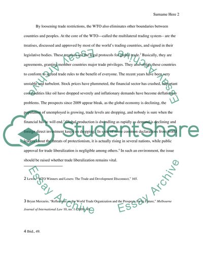 The World Trade Organization and the Global Economy