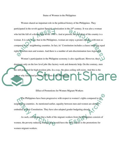 UNIFEMs strategies on women in the Philippines