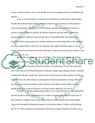 benefits of college degree essay