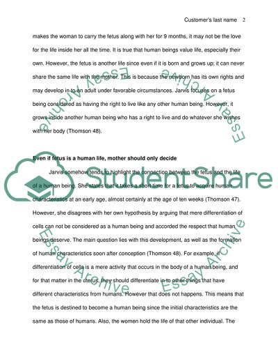 Abortion and Judith Jarvis Thomson