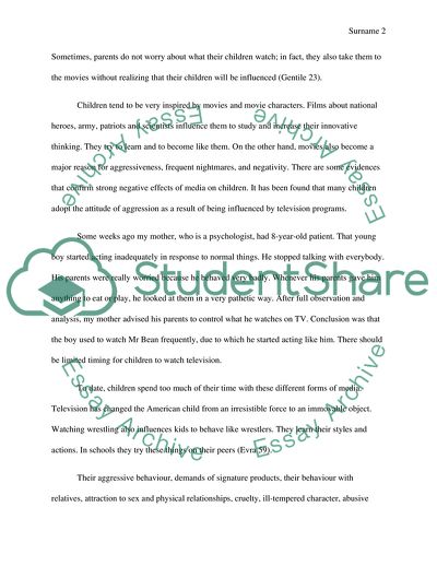 Effects of Media upon Children and their Behavior in the Real Life