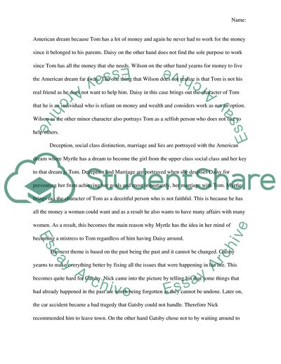 The Relationship between the Major and Minor Character in The Great Gatsby Novel by F. Scott Fitzgerald