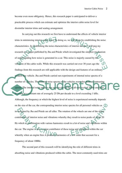 Characterization of the Automotive Interior Cabin Noise