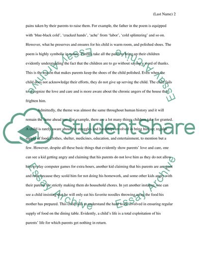 The poem Those Winter Sundays