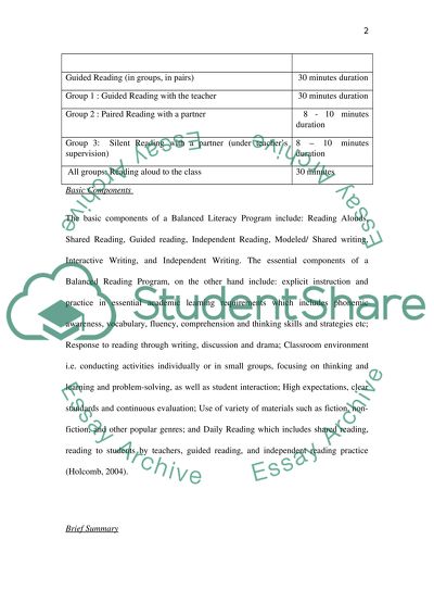 Balanced Reading Program