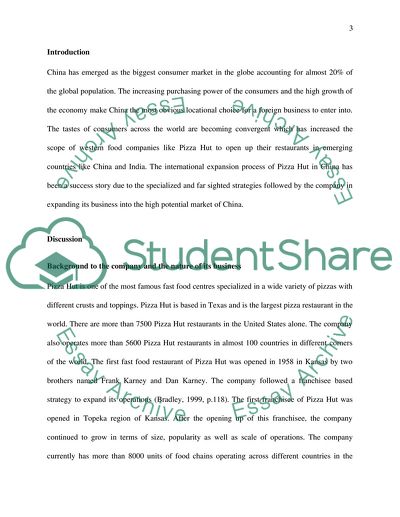 International Marketing of Pizza Hut in China