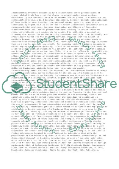 International Strategic Activity