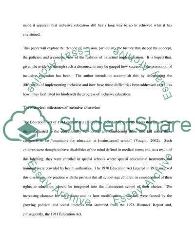 The Policies and Practices of Inclusive Education