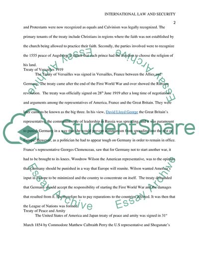 The Treaty of Westphalia, Versailles and Peace and Amity