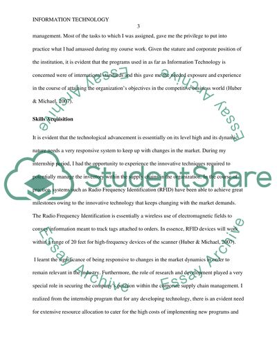 Internship Responsibilities and Discussion of Experience