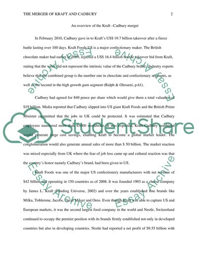 The Cross-border Merger of Kraft and Cadbury