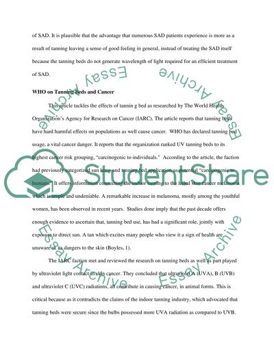 WHO on Tanning Beds and Cancer