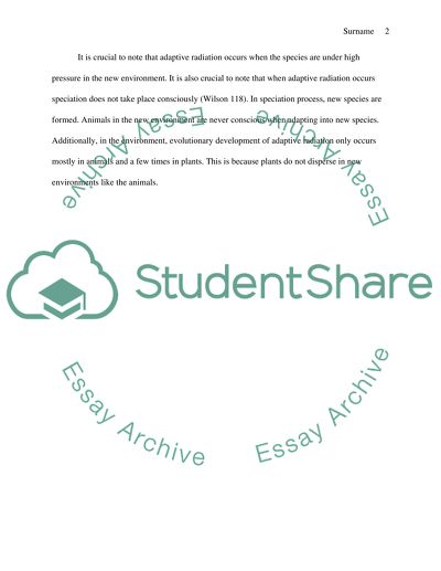 Environmental Cause of Adaptive Radiations