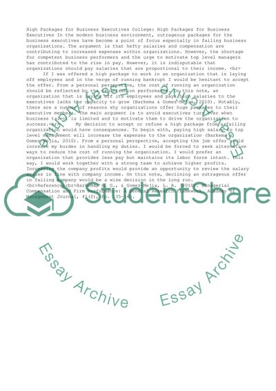 High Packages for Business Executives