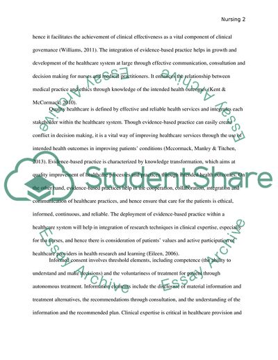 Evidence-Based Practice and Clinical Effectiveness