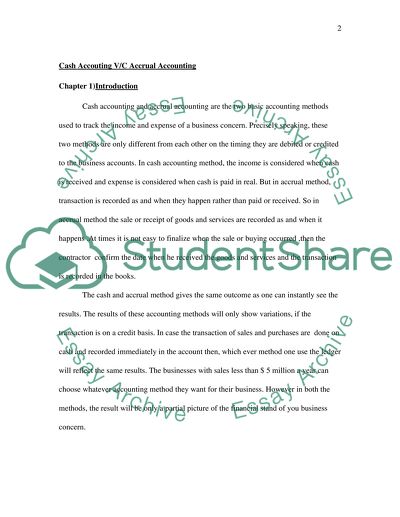 Cash Accounting versus Accrual Accounting