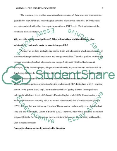 The Effect of Total Omega 3 Fatty Acid Intake on Blood Homocysteine and C-Reactive Protein